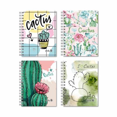 Agenda Semanal Nivel 10 2024 Cartonee con Espiral de 16x22cm Línea Cactus