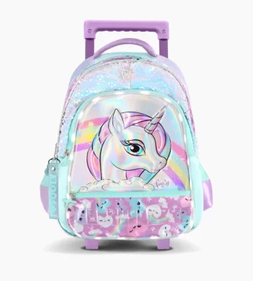 Mochila Footy con Carro 18" Unicornio Arcoíris con Luz Led