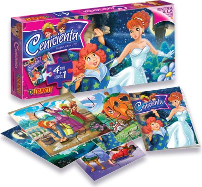 Puzzle Cenicienta 4 En 1 + Libro