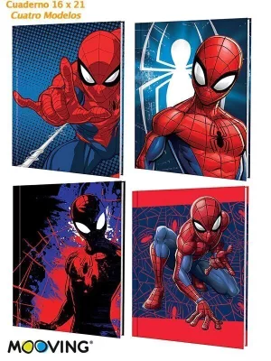 Cuaderno Spiderman 16x21 Tapa dura x48 hojas Mooving