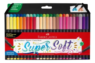 Marcadores X 50 Punta Pincel Supersoft Faber Castell
