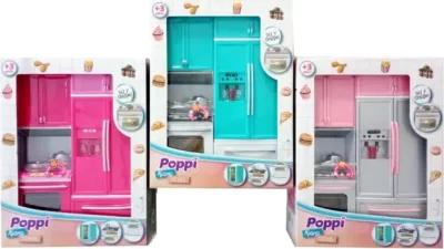 Poppi Kiara Cocinas Set Heladera Cocina Modulo con Luz y Sonido