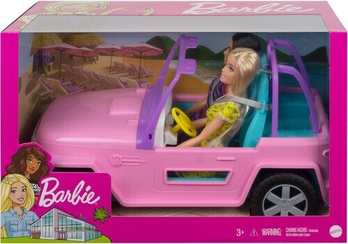 Vehiculo Jeep con Muñeca Barbie y Amiga