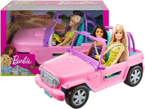 Vehiculo Jeep con Muñeca Barbie y Amiga