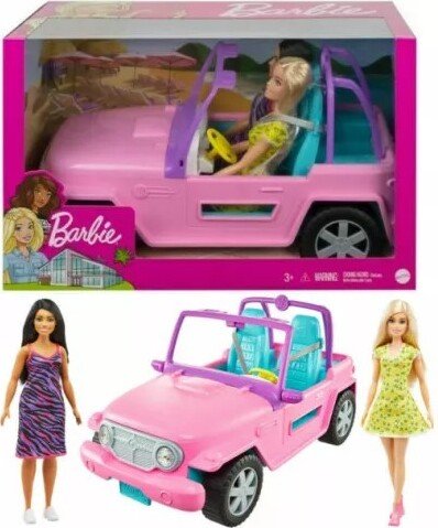 Vehiculo Jeep con Muñeca Barbie y Amiga