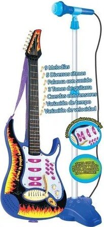 Micrófono de  Pie con Guitarra Rockera A Pila