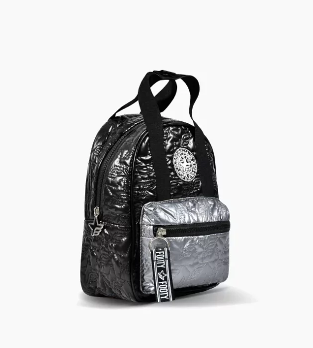 Mochila Puffy Negra con Logo Footy Metalizado