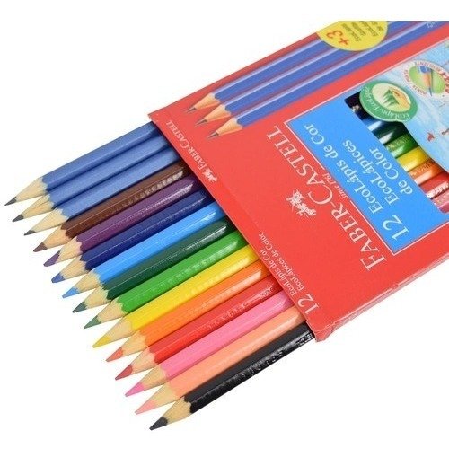 EcoLápices Largos de Color Faber Castell x12 + 3 EcoLápices de grafito