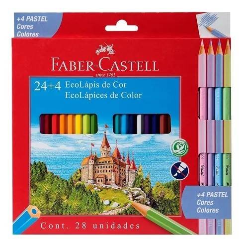 EcoLápices Largos de Color Faber Castell x24 + 4 EcoLápices Color Pastel