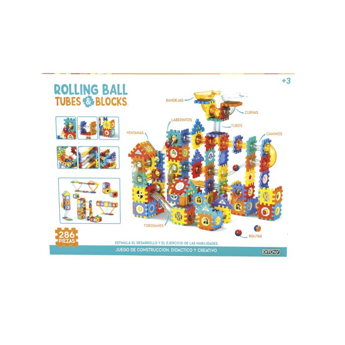 Rolling Ball, Tube & Blocks 286 Piezas