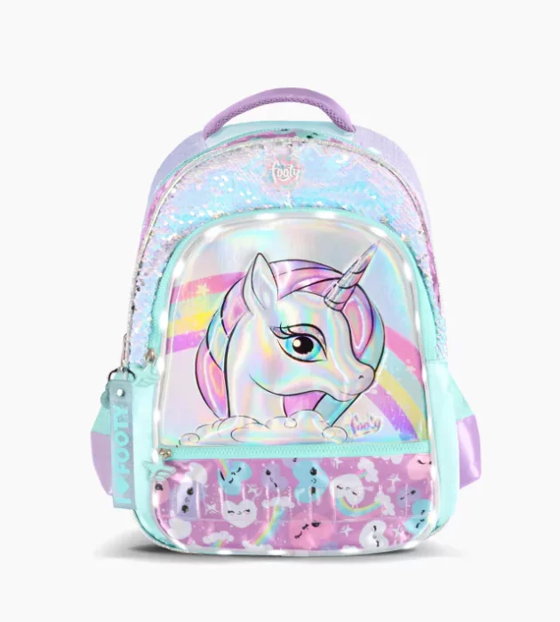 Mochila Footy 18" Unicornio Arcoíris con Luz Led