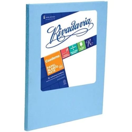 Cuaderno Escolar 16x21cm Forrado x50 Hojas Cuadriculado Rivadavia