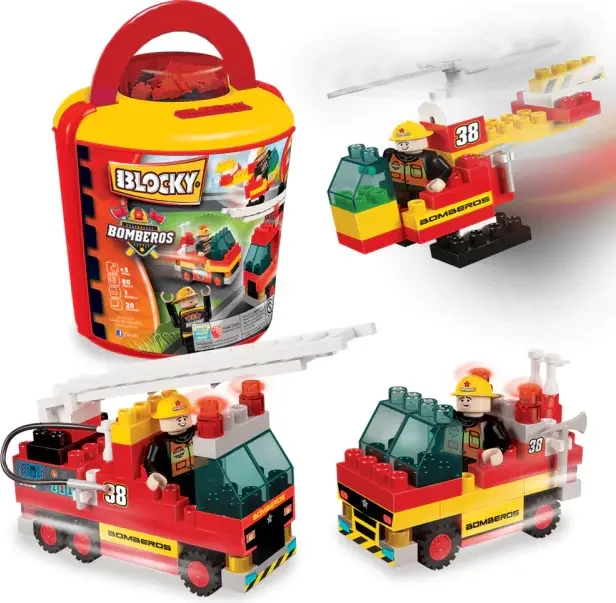 Blocky Bomberos Balde 100 piezas