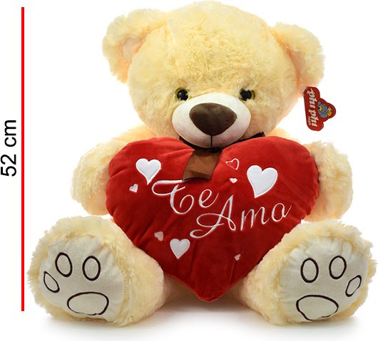 Oso de  Peluche con Corazon y Moño 52cm