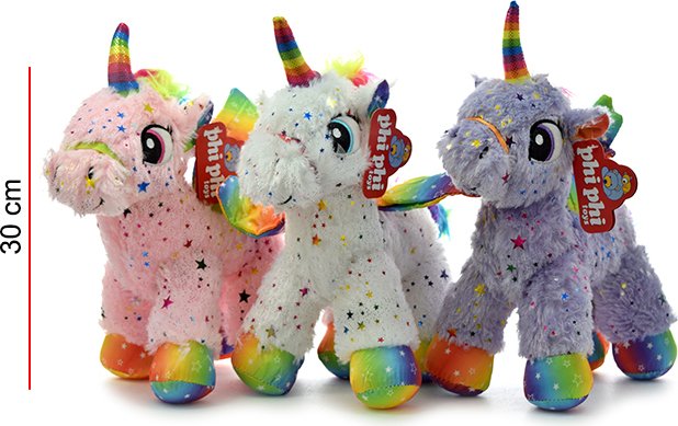 Unicornio Parado 30cm con Corazoncitos Aplicados